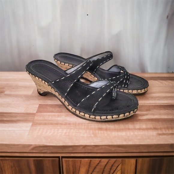 Clarks Shoes - Clarks Indigo Wedge Sandals Suede 3 Inch Heels Size 9M